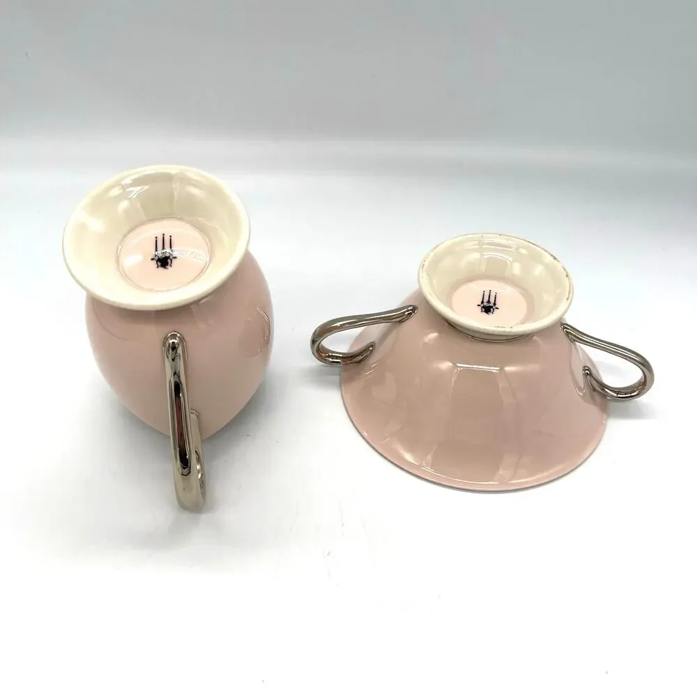 Vintage Colonial Fine China Porcelain Pink & White Cream & Sugar *No Lid